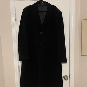 Men's  TELLER Black Cashmere Three Button
Overcoat VINTAGE Trench Coat